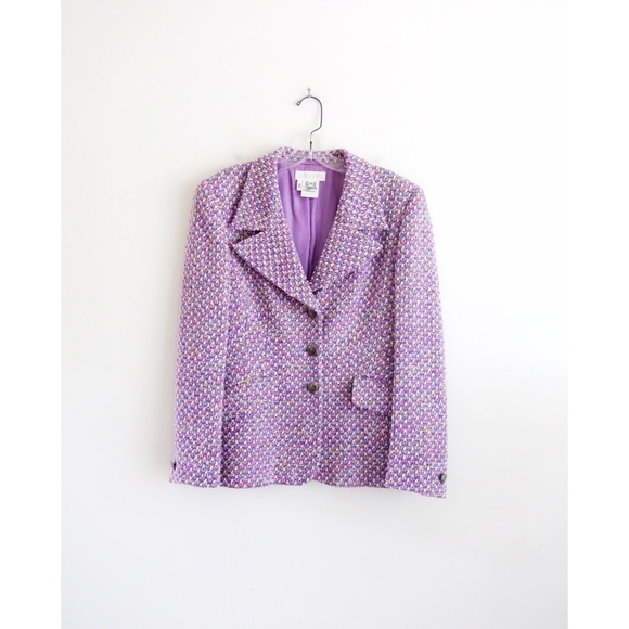 Escada Lavender Boucle Skirt Suit sz DE 40 US 8 10 - Picture 2 of 6